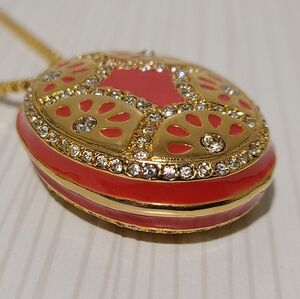 Ardene B Egg Enamel Crystal Egg Necklace on Gold Tone Chain with Tag New